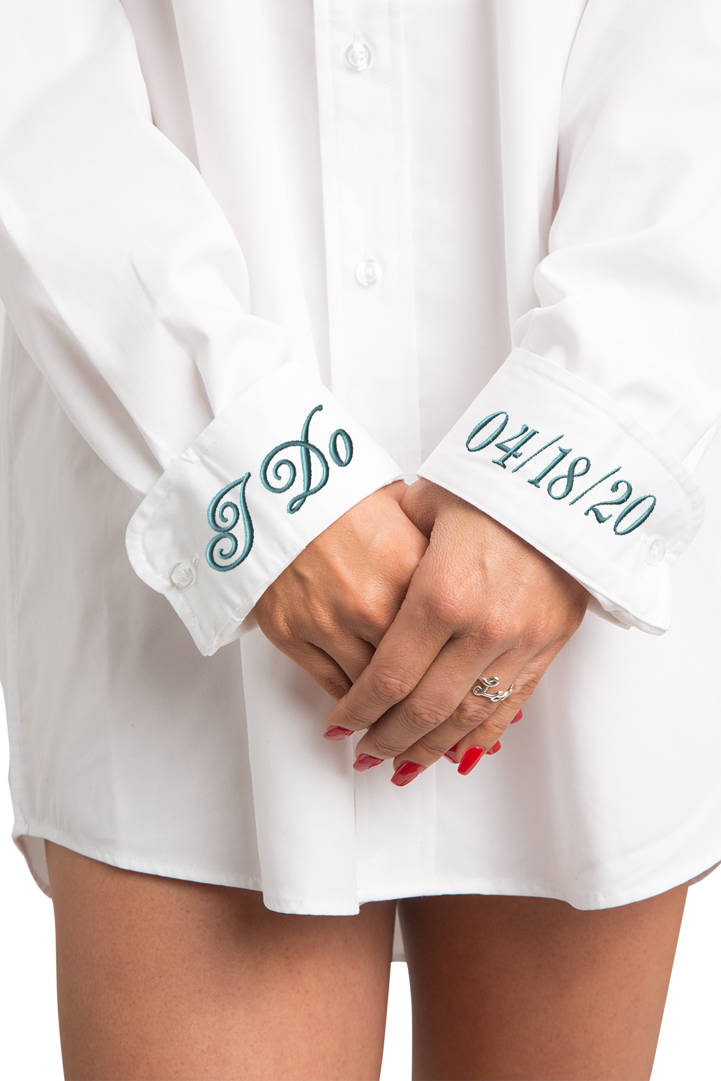 Zynotti Embroidered Bride, I Do and Est. Date Button Down Oxford Shirt