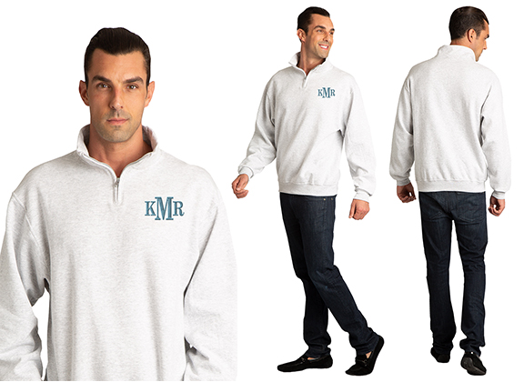 Men's Personalized Embroidered Monogram Quarter Zip Sweater
