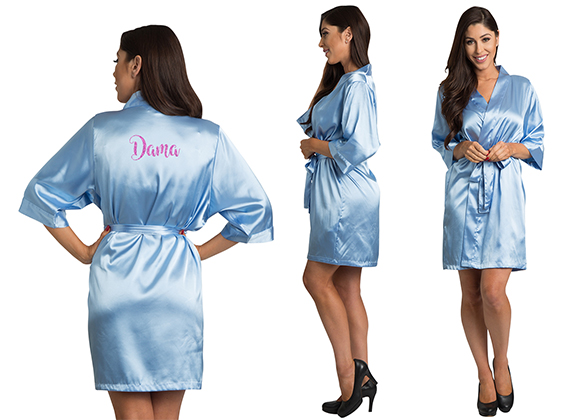 Custom Glitter Dama Satin Robes | Bata de Quinceanera Dama