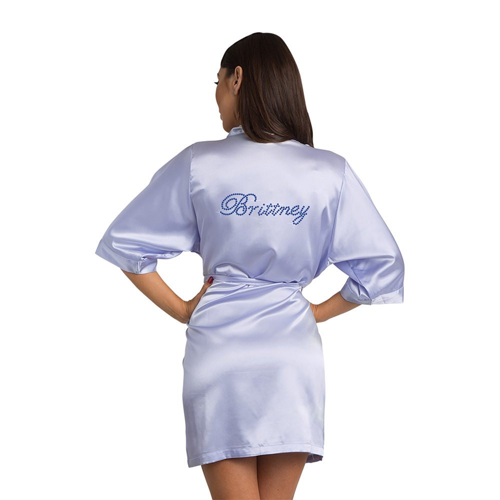 Personalized Rhinestone Satin Robe