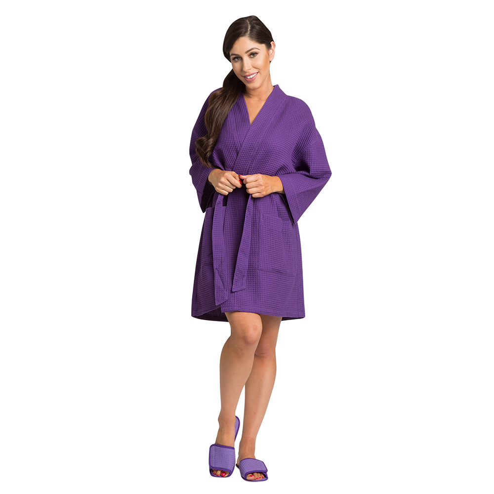 Zynotti Personalized Embroidered Waffle Weave Thigh Length Robe